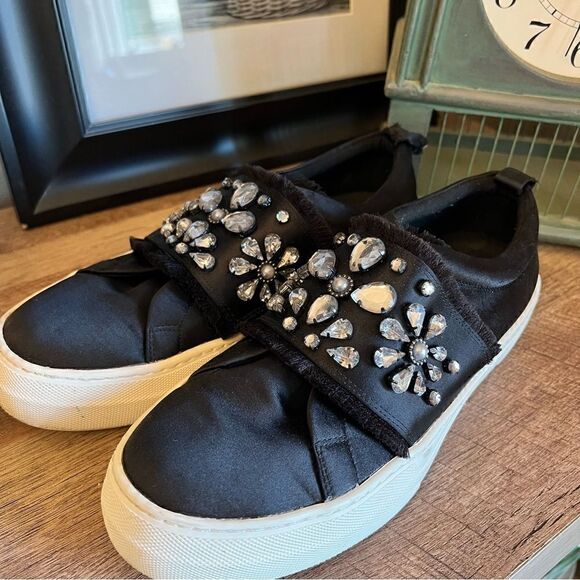 ALDO Black Dreaclya Rhineshone Jeweled slip on sneakers 8 - Picture 16 of 16